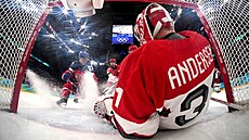 Momentka ze zápasu �esko - Dánsko.