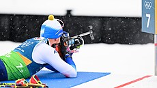 Vít�zslav Hornig b�hem st�elby v le�e ve �tafet� mu��.