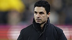 Trenér Arsenalu Arteta v zápase Premier League proti Wolverhamptonu.