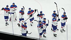 Sloven�tí hokejisté mávají fanou�k�m.