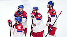 Hokejisté prohráli s Kanadou. Na fotce zleva Radim �imek (dole), Filip Chlapík,...