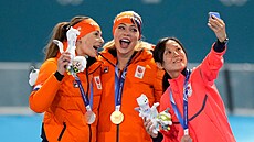 Jutta Leerdamová p�i oslavách své zlaté medaile