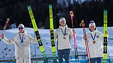 Francouzský b�ec Mathis Desloges po dojezdu skiatlonu na olympijských hrách v...