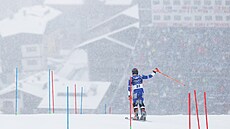 Aj Ginnis z �ecka b�hem svého prvního kola v mu�ském slalomu. (16. února 2026)