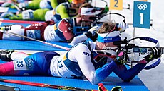 Tomá� Mikyska z �eské republiky v akci b�hem stíhacího závodu mu�� na 12,5 km....