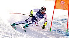 Jan Zabyst�an v akci v super-G (11. února 2026)