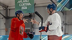 �e�tí hokejisté v Milán� trénovali p�ed zápasem s Kanadou. Na snímku Ji�í...