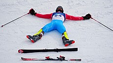 Matthieu Osch z Lucemburska v cíli alpského ly�ování slalomu mu��. (16. února...