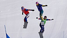 �eská reprezentantka Eva Adamczyková (v �erveném) b�hem osmifinále ve...