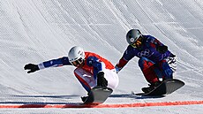 Aidan Chollet z Francie a Kry�tof Choura z �eské republiky v cíli b�hem...