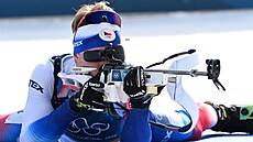 Tomá� Mikyska v akci b�hem sprintu mu�� na 10 km. (13. února 2026)