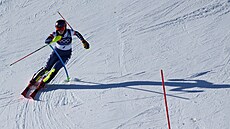 Ameri�anka Mikaela Shiffrinová v akci b�hem  druhého kola slalomu �en. (18....