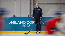 �eský tým absolvoval v Milán� trénink v kompletním slo�ení. Na snímku trenér...