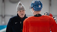 �eský tým absolvoval v Milán� trénink v kompletním slo�ení. Na snímku trenér...