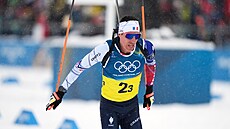 Quentin Fillon Maillet z Francie b�hem biatlonové �tafety mu�� 4 x 7,5 km. (17....