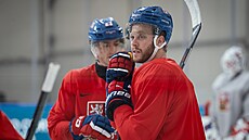 �eský tým absolvoval v Milán� trénink v kompletním slo�ení. Na snímku David...