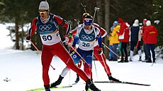 Michal Kr�má� (26) z �eska b�hem sprintu na 10 kilometr� v biatlonu. (13. února...