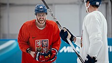 �eský tým absolvoval v Milán� trénink v kompletním slo�ení. Na snímku David...