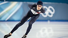 Metod�j Jílek p�ed závodem v rychrobruslení na 10 kilometr�. (13. února 2026)