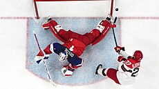 Luká� Dostál zasahuje proti samostatnému úniku dánského úto�níka Olivera...