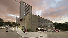 Vizualizace parkovacího domu v m�stské �ásti Brno-Kohoutovice mezi bytovými...