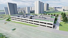 Vizualizace parkovacího domu, který vznikne v m�stské �ásti Brno-Nový Lískovec...