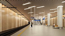 Vizualizace podzemní �elezni�ní stanice Praha - Dejvice. (17. února 2026)