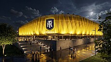 Stínadla 2.0, vizualizace p�estav�ného fotbalového stadionu v Teplicích,...