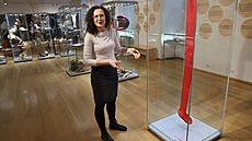 Etnolo�ka a kurátorka p�íborského muzea Sabrina Pasi�nyková ukazuje vystavené...