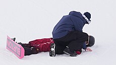 �ínská snowboardistka �ia-jü Liou spadla p�i tréninku na olympijských hrách.
