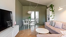 Hlavním nosi�em konceptu celého bytu se stalo pou�ití barev, zejména zelené.