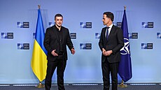 Generální tajemník Mark Rutte spolu s ukrajinským ministrem obrany Fedorovem na...