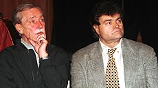 Texta� Zden�k a skladatel Karel Svoboda na tiskovce k muzikálu Dracula v �ervnu...