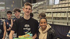 Marek Hou�ka z D��ína jako neju�ite�n�j�í hrá� mláde�nického turnaje EYBL v...