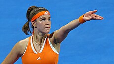 Karolína Muchová b�hem semifinále v Dauhá