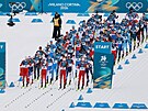 Start finále mu�ského b�eckého závodu na 50 kilometr�. (21. února 2026)