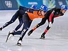 Stijn van de Bunt z Nizozemska jedoucí v hromadném závod� rychlobrusla��. (21....