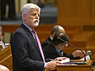 Prezident Petr Pavel vystoupil v Senátu na ve�ejném sly�ení s názvem Bezpe�nost...