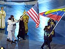 Sportovci s vlajkami Spojených stát� a Venezuely (22. února 2026)