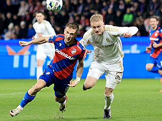 Plze�ský Memi� (vlevo) a spar�an Zelený v souboji v ligovém utkání.