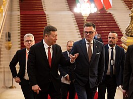 V Budape�ti se koná jednání p�edsed� parlament� zemí V4. Na snímku vp�edu...