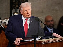 Americký prezident Donald Trump proná�í projev o stavu unie. (24. února 2026)