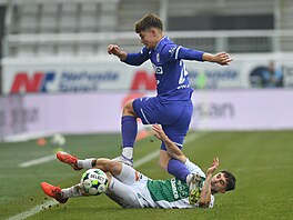 Momentka z utkání mezi fotbalisty Jablonce a Karviné.