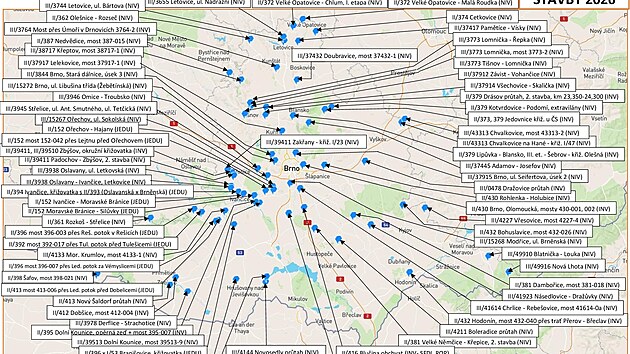 Pl�n jihomoravsk�ch silni���� na leto�n� opravy tras druh�ch a t�et�ch t��d.