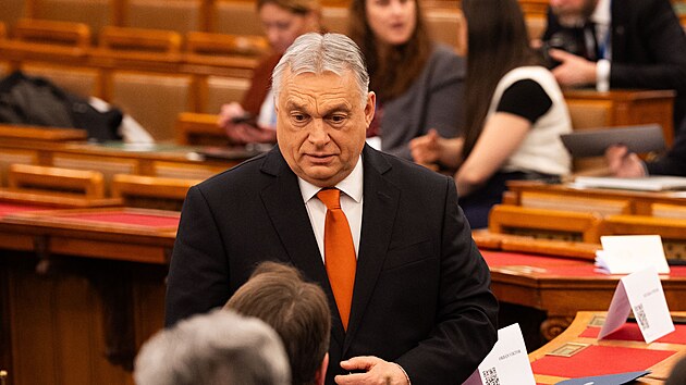Ma�arsk� premi�r Viktor Orb�n na jedn�n� p�edsed� parlament� zem� V4. (27. �nora 2026)