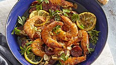 Restované krevety s chorizem