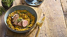 Dý�ové rizoto z krup s panenkou