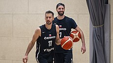 Tomá� Kyzlink a Vojt�ch Hruban na tréninku �eské reprezentace v Pod�bradech.