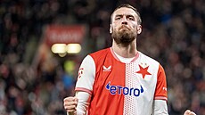 Slávistický úto�ník Tomá� Chorý slaví gól proti Liberci.