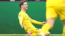 Hakon Evjen z Bodo/Glimt se raduje z gólu do sít� Interu Milán.